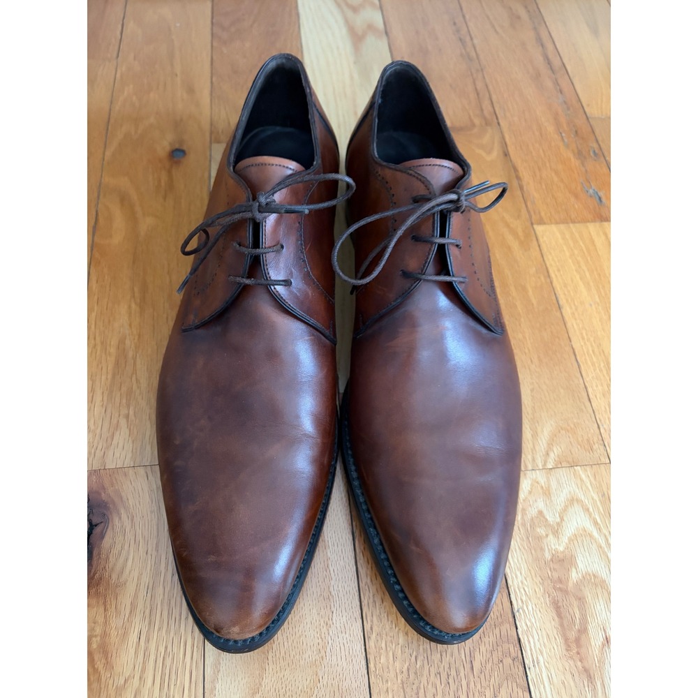 Ermenegildo Zegna Brown Leather Derby Dress Shoes Mens 12 Italy - Picture 2 of 11